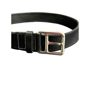 Lacoste New Men Preppy Black Rope‎ Belt Silver Buckle 40 Logo Tenniscore NWOT